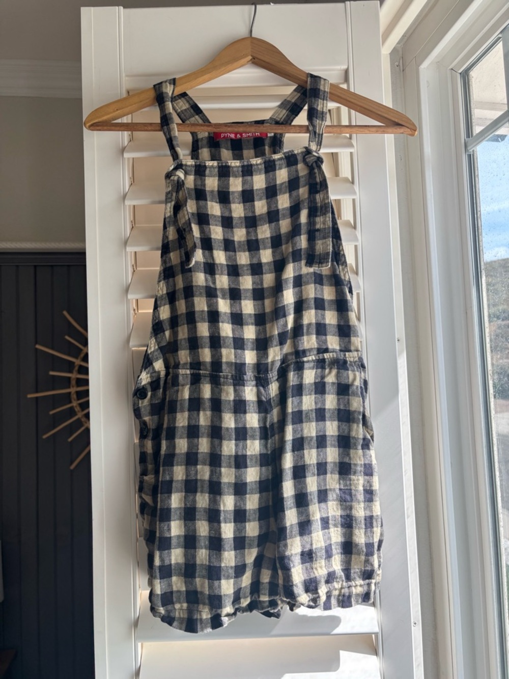 Pyne & Smith Navy and Cream Checkered Women's Overall Shorts